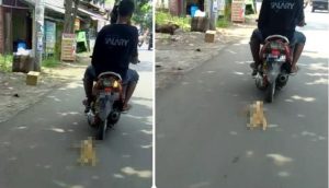 Seret Kucing Pakai Motor di Pekalongan